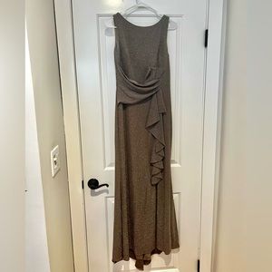 Betsy Adam mother of the bride taupe shimmer dress